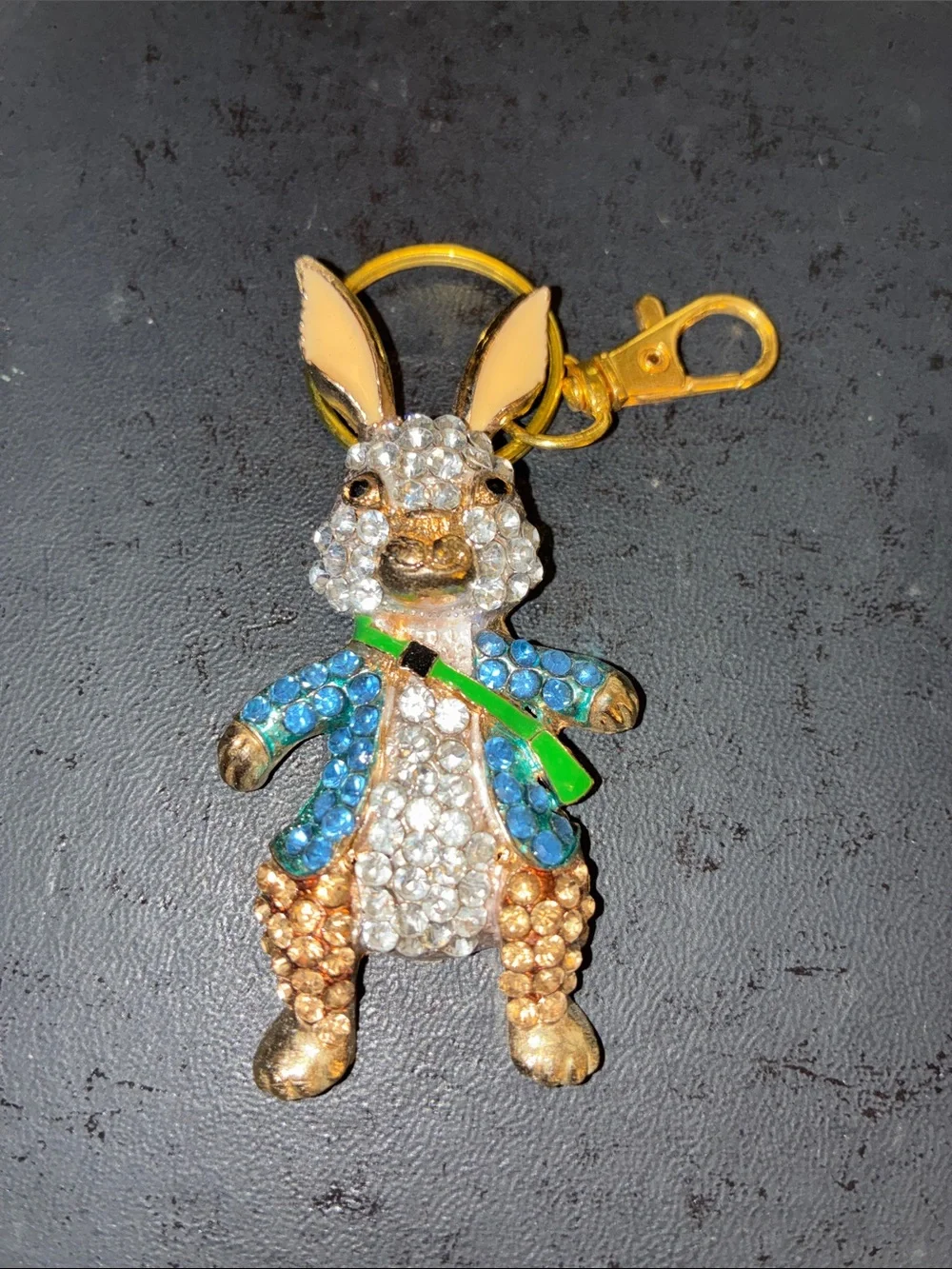 Gold Bunny Crystal Keychain